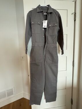 Mikuta Gray Utility Jumpsuit NWT Long Sleeve Full Length Minimalist Workwear XS
